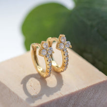 Load image into Gallery viewer, Clover Pave Huggie Earrings