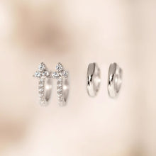 Load image into Gallery viewer, Clover Pave Huggie Earrings