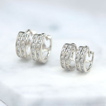 Load image into Gallery viewer, Double Row Pave Huggies