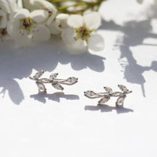 Load image into Gallery viewer, Crystal Leaf Ear Climbers
