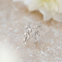 Load image into Gallery viewer, Crystal Leaf Ear Climbers

