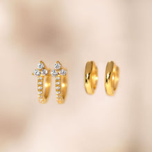 Load image into Gallery viewer, Clover Pave Huggie Earrings
