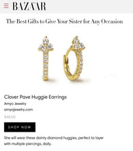 Load image into Gallery viewer, Clover Pave Huggie Earrings
