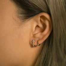 Load image into Gallery viewer, Clover Pave Huggie Earrings
