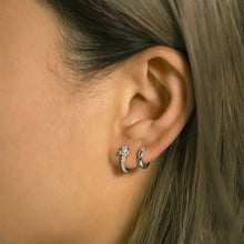 Load image into Gallery viewer, Clover Pave Huggie Earrings
