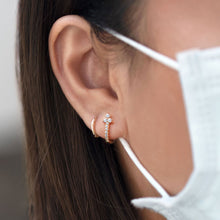 Load image into Gallery viewer, Clover Pave Huggie Earrings

