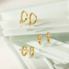 Load image into Gallery viewer, Clover Pave Huggie Earrings
