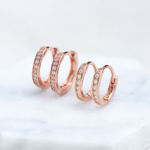 Load image into Gallery viewer, Classic Pave Huggie Hoops

