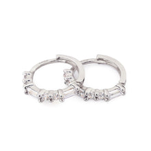 Load image into Gallery viewer, Baguette Huggie Hoops 14K
